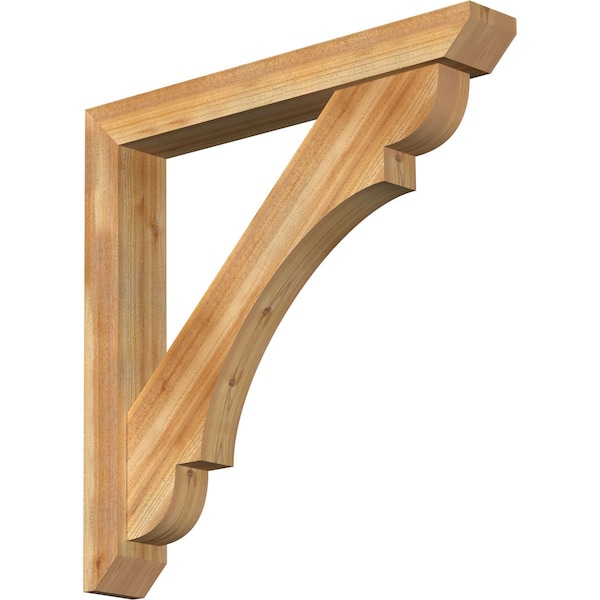 Ekena Millwork Olympic Slat Rough Sawn Bracket w/ Offset Brace, Western Red Cedar, 6"W x 42"D x 42"H BKT0604X42X42OLY06RWR - main